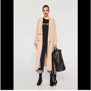 ZARA TRF OUTERWEAR LONG SLEEVE DUSTER TAN/BEIGE SIZE SMALL/ MEDIUM
